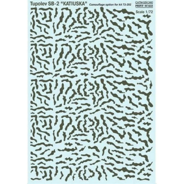 Print Scale 029-CAMO Decal Tupolev SB -2 Katiuska. Camo Part 2 Scale 1:72 for Aircraft Plastic model kit