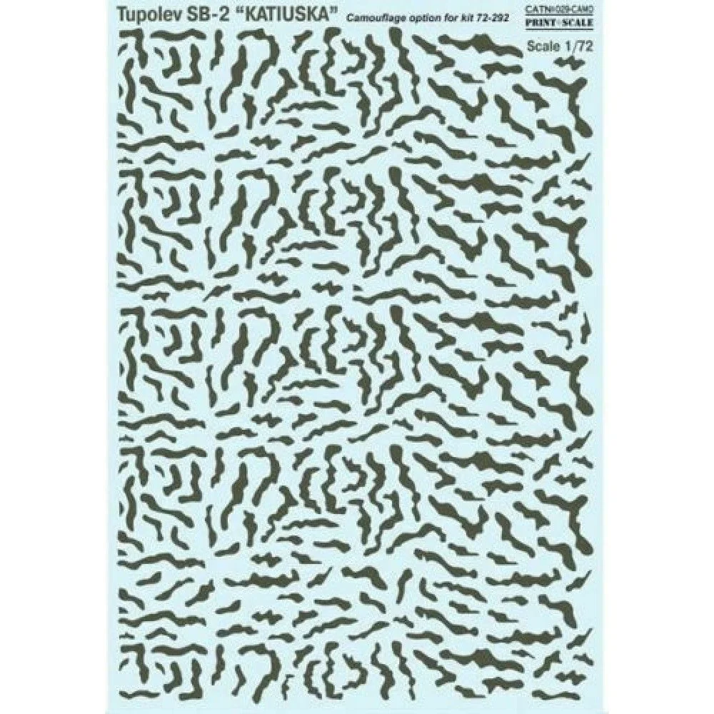 Print Scale 029-CAMO Decal Tupolev SB -2 Katiuska. Camo Part 2 Scale 1:72 for Aircraft Plastic model kit