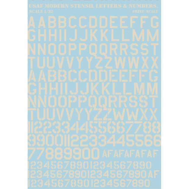 Print Scale 32-002 Decal USAF Modern stencil letters & numbers .Gray Scale 1:32 for Aircraft Plastic model kit