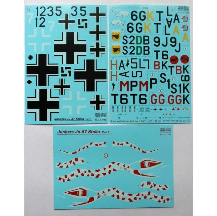 Print Scale 32-020 Decal Junkers Ju-87 Part 2. The complete set 3 leaf Scale 1:32 for Aircraft Plastic model kit