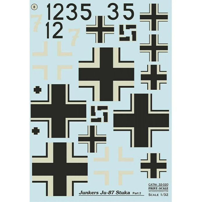 Print Scale 32-020 Decal Junkers Ju-87 Part 2. The complete set 3 leaf Scale 1:32 for Aircraft Plastic model kit