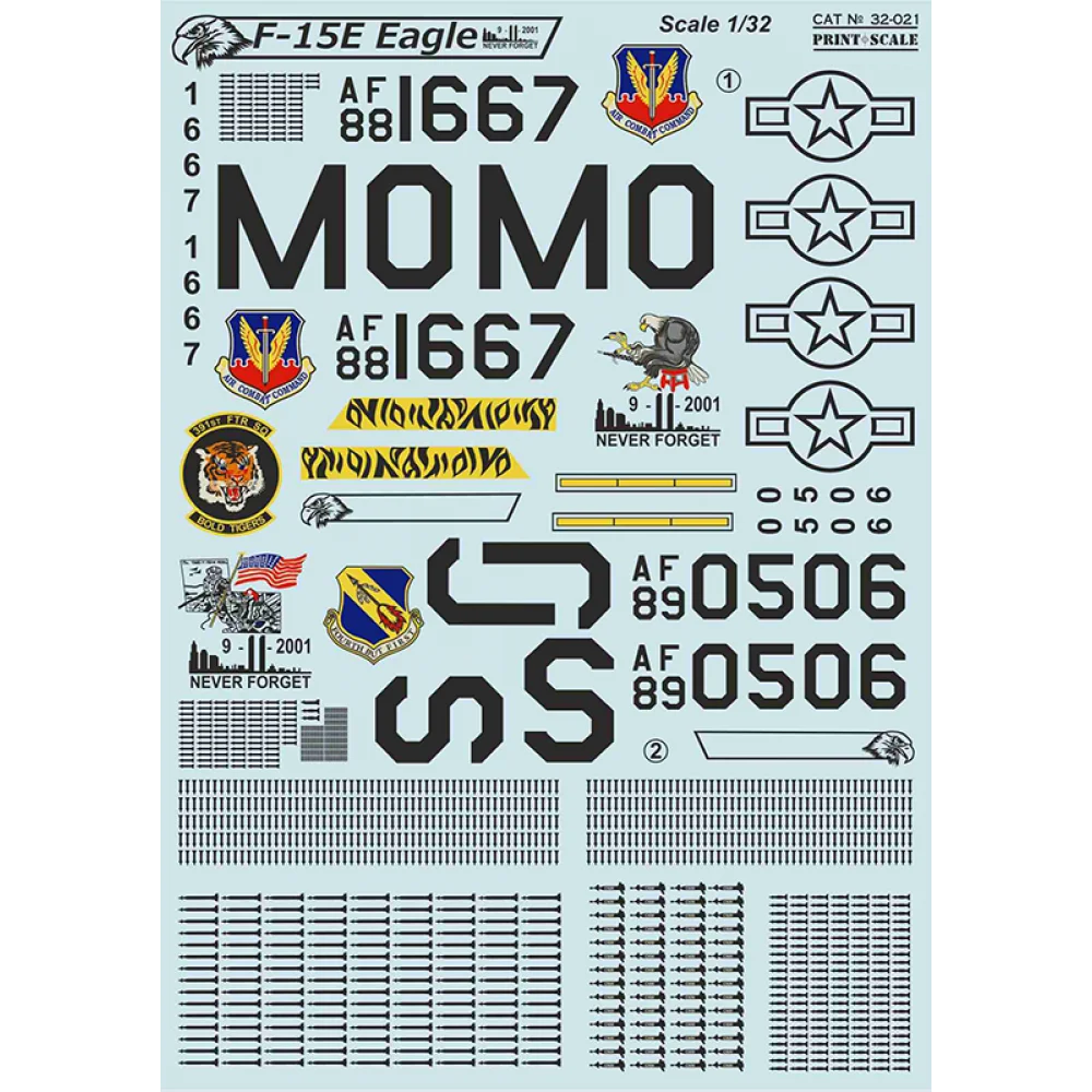 Print Scale 32-021 Decal McDonnell Douglas F-15 Eagle Scale 1:32 for Aircraft Plastic model kit