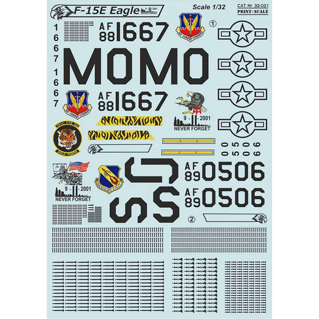 Print Scale 32-021 Decal McDonnell Douglas F-15 Eagle Scale 1:32 for Aircraft Plastic model kit