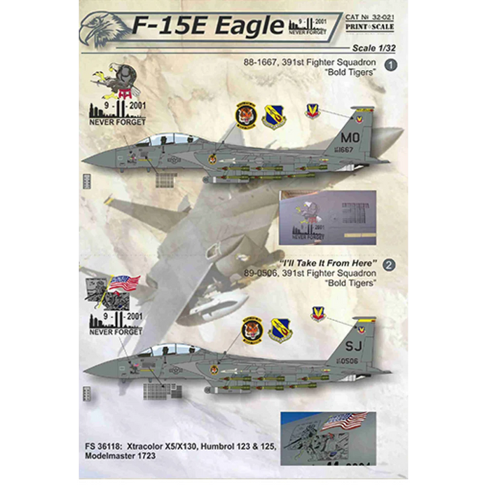 Print Scale 32-021 Decal McDonnell Douglas F-15 Eagle Scale 1:32 for Aircraft Plastic model kit