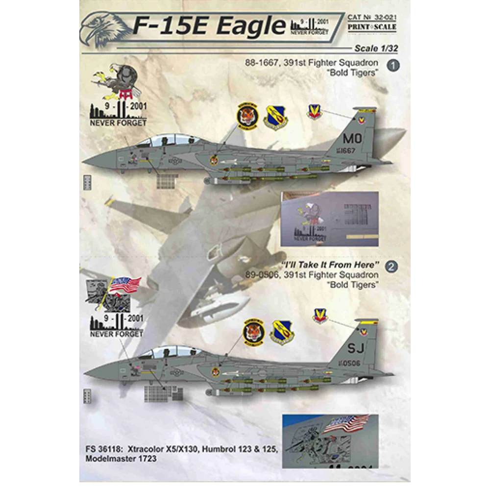 Print Scale 32-021 Decal McDonnell Douglas F-15 Eagle Scale 1:32 for Aircraft Plastic model kit