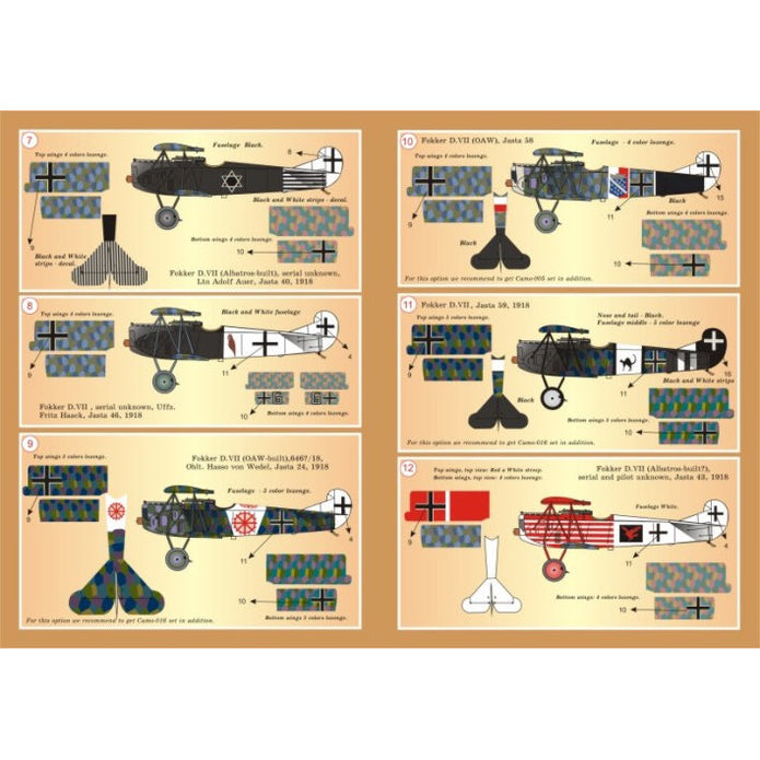 Print Scale 72-024 Decal Fokker D VII Part 1 The complete set 4 leaf Scale 1:72 for Aircraft Plastic model kit