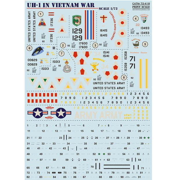 Print Scale 72-418 Decal UH-1 In Vietnam War Scale 1:72 for Helicopter Plastic model kit