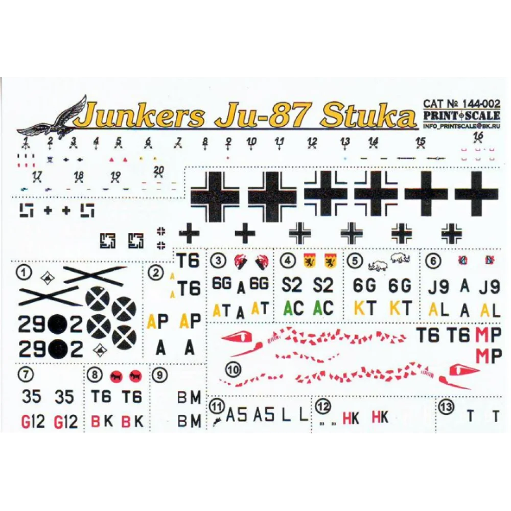 Print Scale 144-002 Decal Junkers Ju-87 Stuka Scale 1:144 for Aircraft Plastic model kit