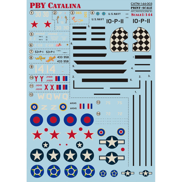 Print Scale 144-003 Decal PBY Catalina Scale 1:144 for Aircraft Plastic model kit