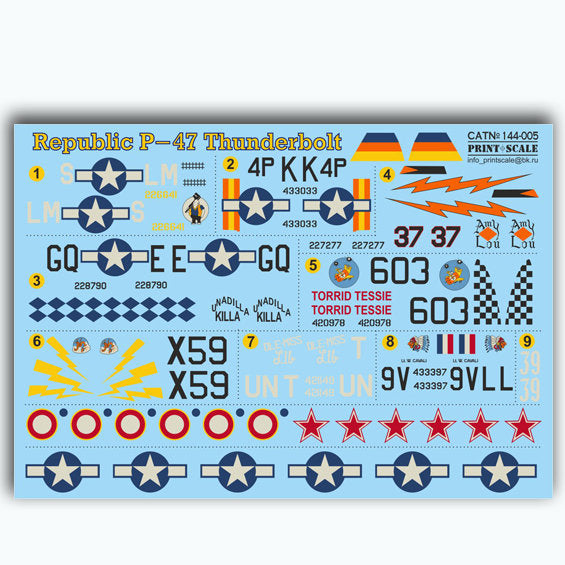 Print Scale 144-005 Decal 1:144 Republic P-47 Thunderbolt for Aircraft Plastic model kit