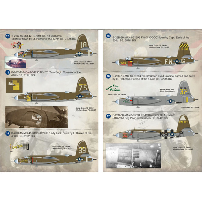 Print Scale 144-007 Decal Martin B-26 Marauder Part 1 Scale 1:144 for Aircraft Plastic model kit