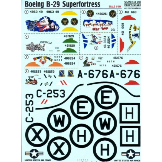 Print Scale 144-008 Decal 1:144 Boeing B-29 Superfortress for Aircraft Plastic model kit