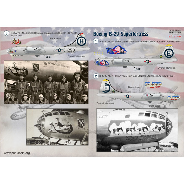 Print Scale 144-008 Decal 1:144 Boeing B-29 Superfortress for Aircraft Plastic model kit