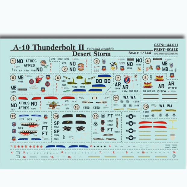 Print Scale 144-011 Decal A-10 Thunderbolt II Scale 1:144 for Aircraft Plastic model kit