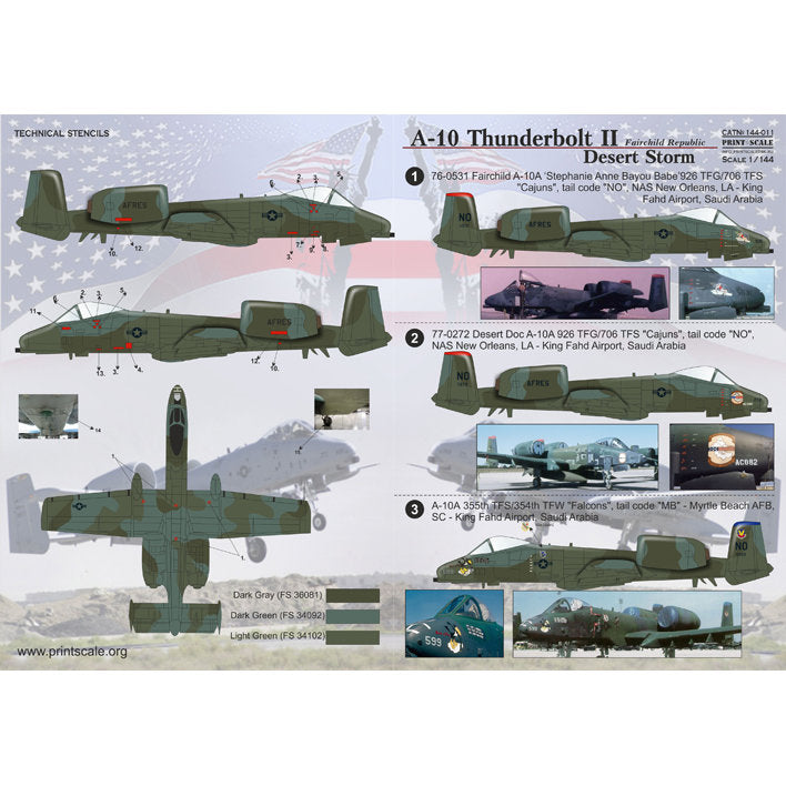 Print Scale 144-011 Decal A-10 Thunderbolt II Scale 1:144 for Aircraft Plastic model kit