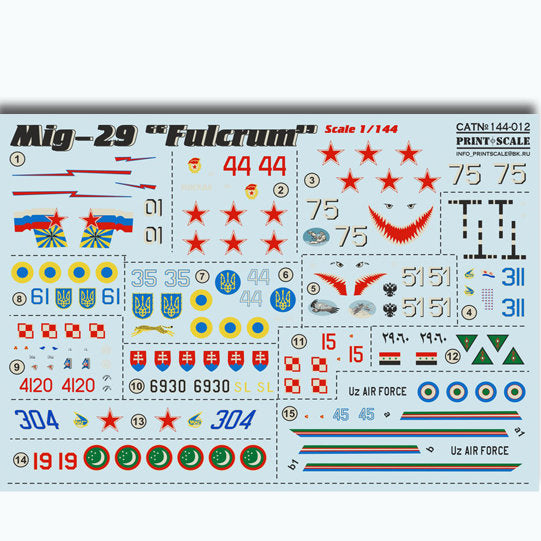 Print Scale 144-012 Decal Mig-29 Scale 1:144 for Aircraft Plastic model kit
