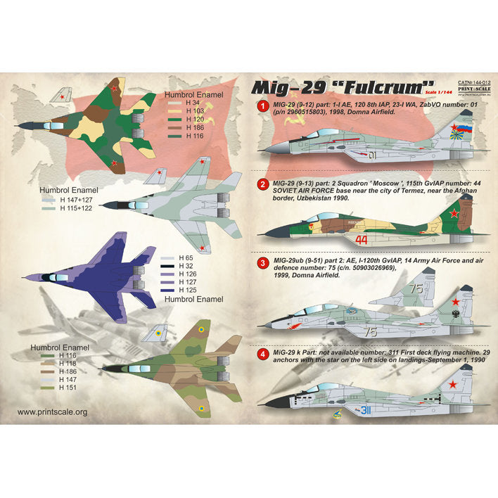 Print Scale 144-012 Decal Mig-29 Scale 1:144 for Aircraft Plastic model kit
