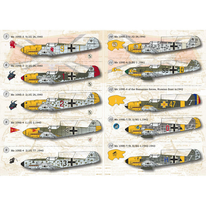 Print Scale 144-014 Decal Messershmit Me-Bf-109 E Scale 1:144 for Aircraft Plastic model kit