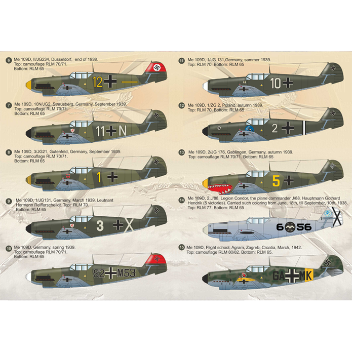 Print Scale 144-015 Decal Messerschmitt Bf-109 D Scale 1:144 for Aircraft Plastic model kit