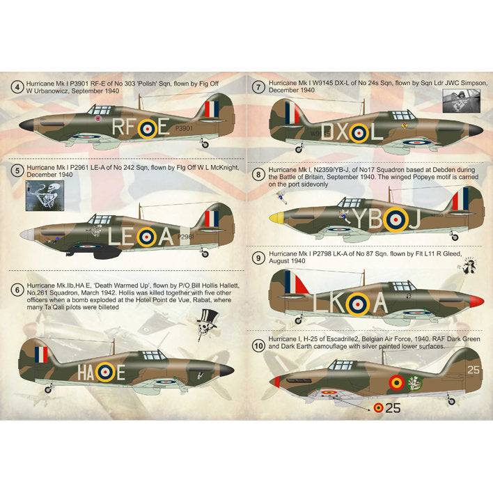 Print Scale 144-016 Decal 1:144 Hawker Hurricane MK I Aces. The battle of Britain
