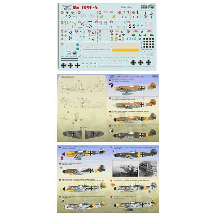 Print Scale 144-020 Decal 1:144 Messerschmitt Me-Bf 109 F for Aircraft Plastic model kit