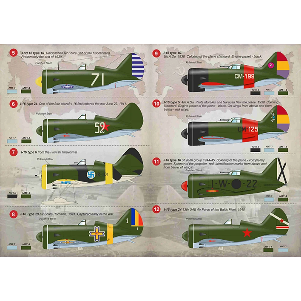 Print Scale 144-021 Decal Polikarpov I-16 Scale 1:144 for Aircraft Plastic model kit