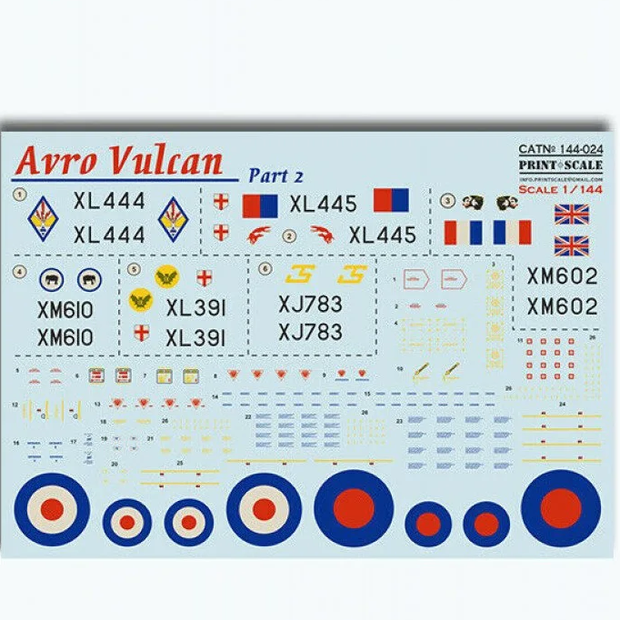 Print Scale 144-024 Decal Avro Vulcan Part 2 Scale 1:144 for Aircraft Plastic model kit