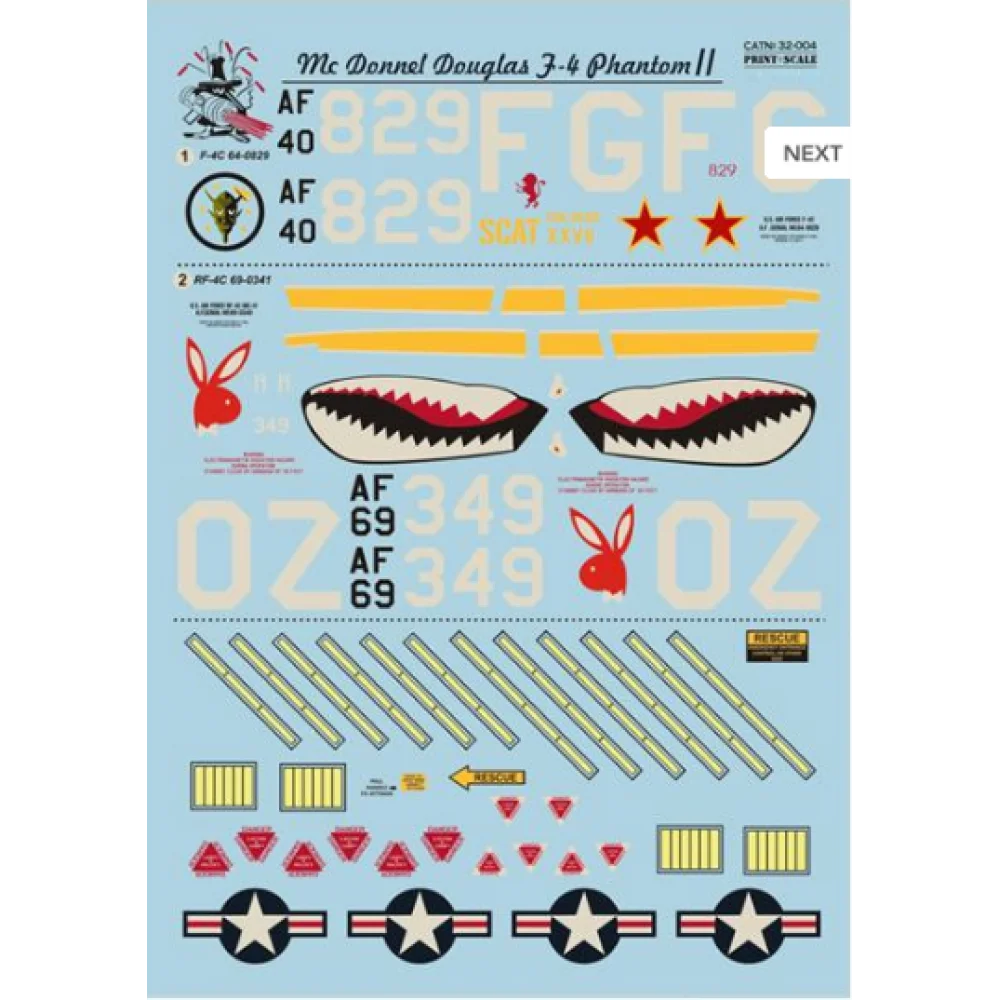 Print Scale 32-004 Decal F-4 Phantom II in Viet Nam war Part 1 Scale 1:32 for Aircraft Plastic model kit