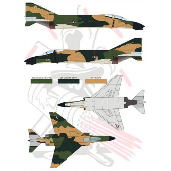 Print Scale 32-004 Decal F-4 Phantom II in Viet Nam war Part 1 Scale 1:32 for Aircraft Plastic model kit