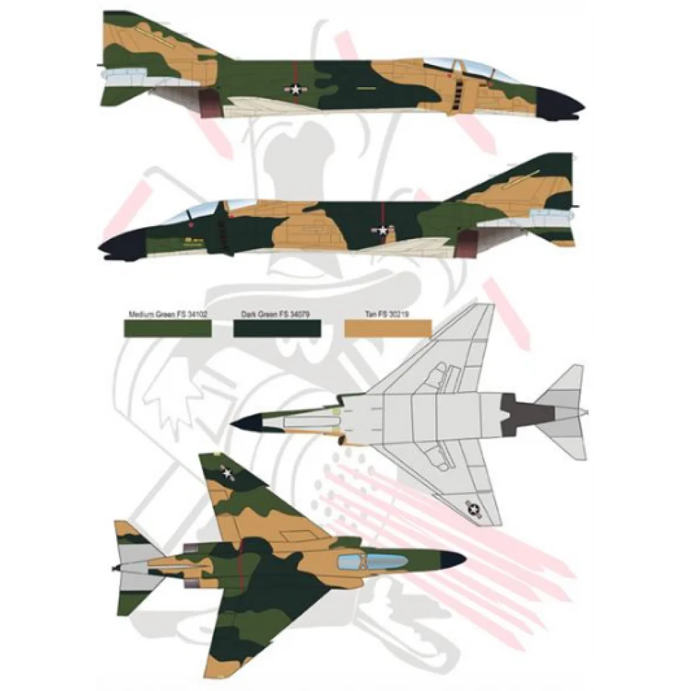 Print Scale 32-004 Decal F-4 Phantom II in Viet Nam war Part 1 Scale 1:32 for Aircraft Plastic model kit
