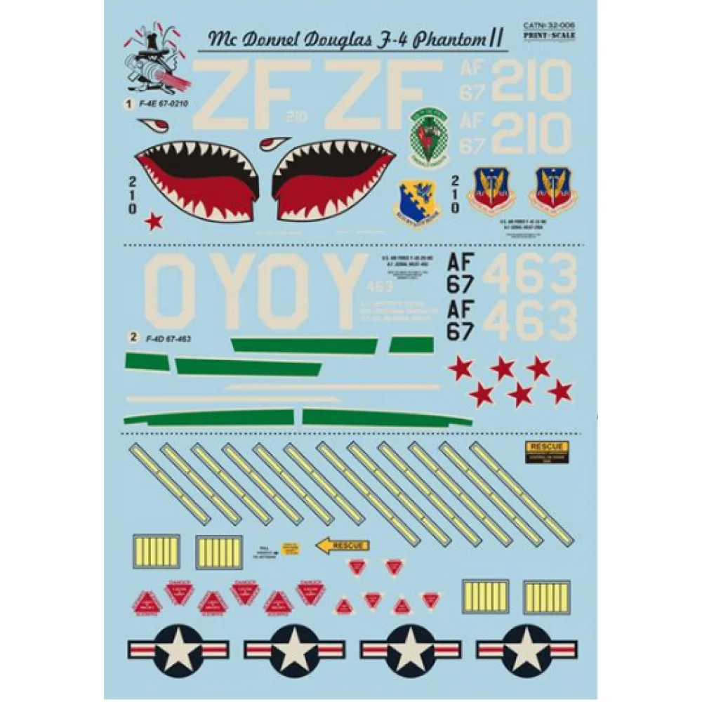 Print Scale 32-006 Decal F-4 Phantom II in Viet Nam war Part 2 Scale 1:32 for Aircraft Plastic model kit