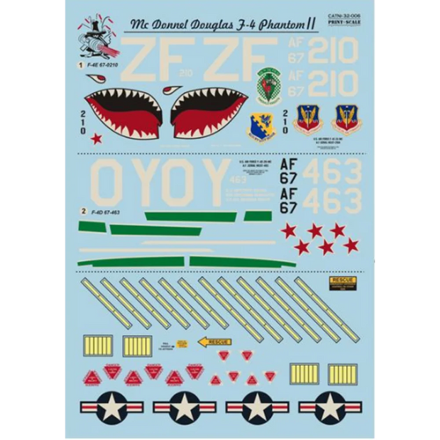Print Scale 32-006 Decal F-4 Phantom II in Viet Nam war Part 2 Scale 1:32 for Aircraft Plastic model kit