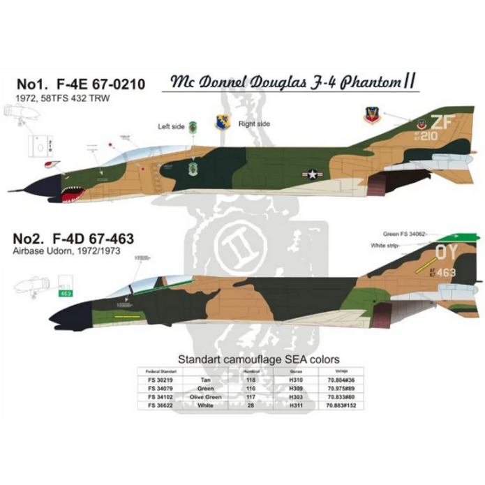Print Scale 32-006 Decal F-4 Phantom II in Viet Nam war Part 2 Scale 1:32 for Aircraft Plastic model kit