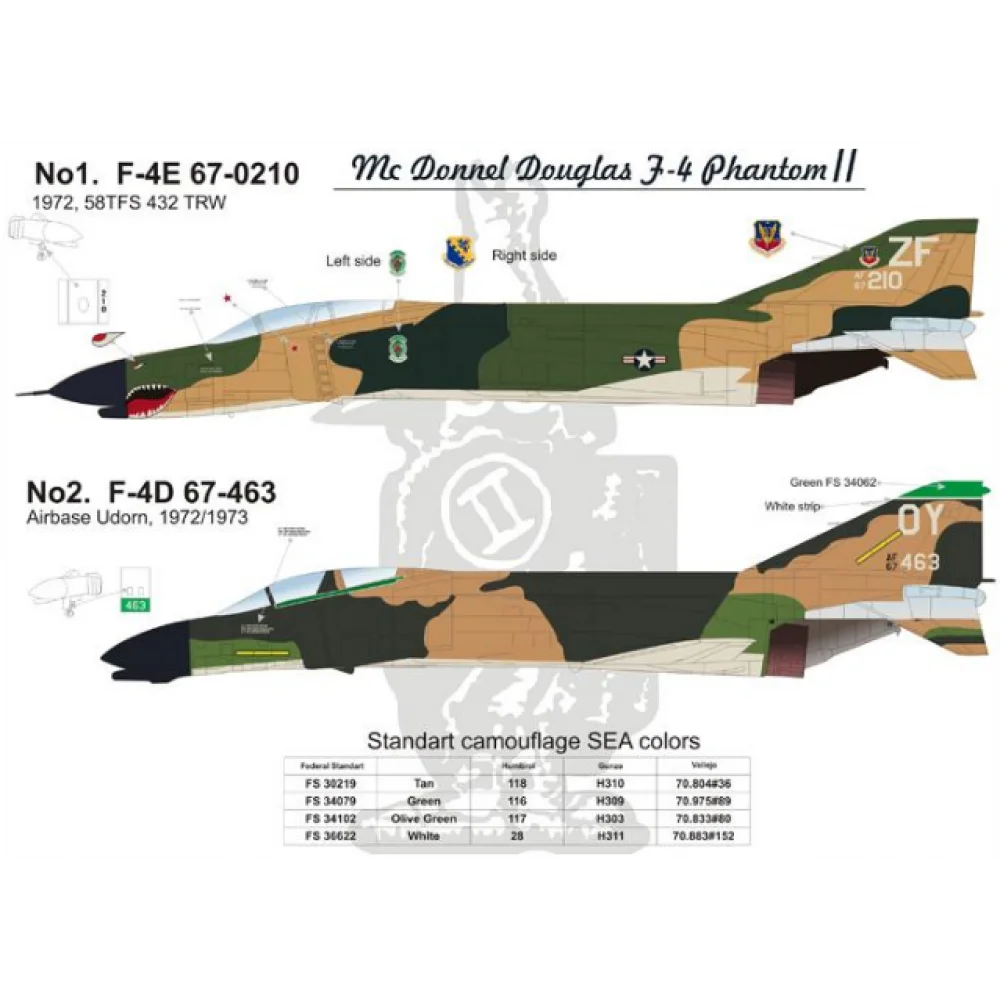 Print Scale 32-006 Decal F-4 Phantom II in Viet Nam war Part 2 Scale 1:32 for Aircraft Plastic model kit