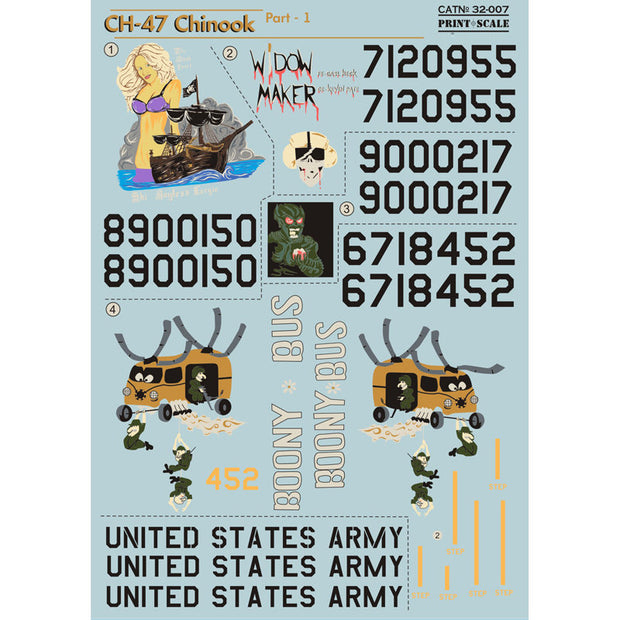 Print Scale 32-007 Decal 1:32-1:35 CH-47 Chinook Part 1 The complete set 1,5 leaf