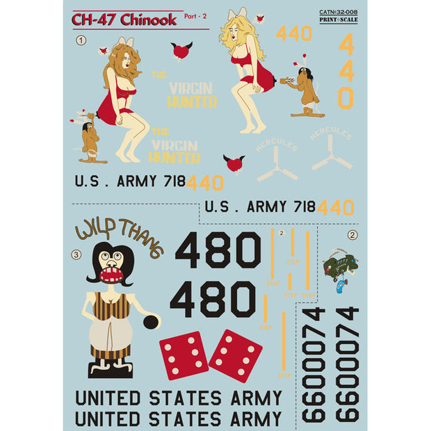 Print Scale 32-008 Decal 1:32-1:35 CH-47 Chinook Part 2 The complete set 1,5 leaf