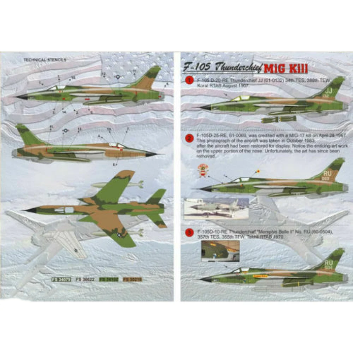 Print Scale 32-009 Decal F-105 Thunderchief D MiG Kill Scale 1:32 for Aircraft Plastic model kit