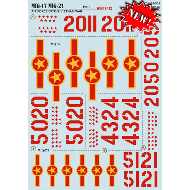 Print Scale 32-011 Decal MIG-17 MIG--21 Air force of the Vietnam war Scale 1:32 for Aircraft Plastic model kit