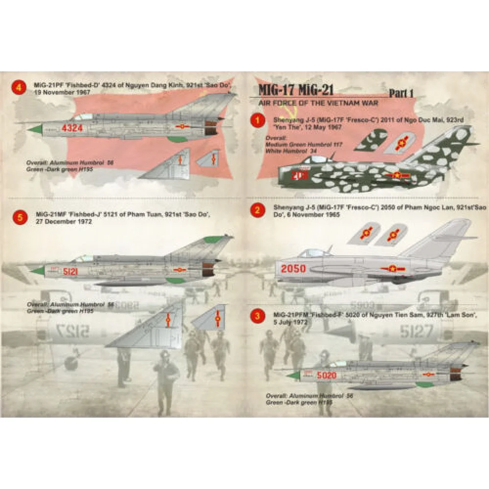 Print Scale 32-011 Decal MIG-17 MIG--21 Air force of the Vietnam war Scale 1:32 for Aircraft Plastic model kit