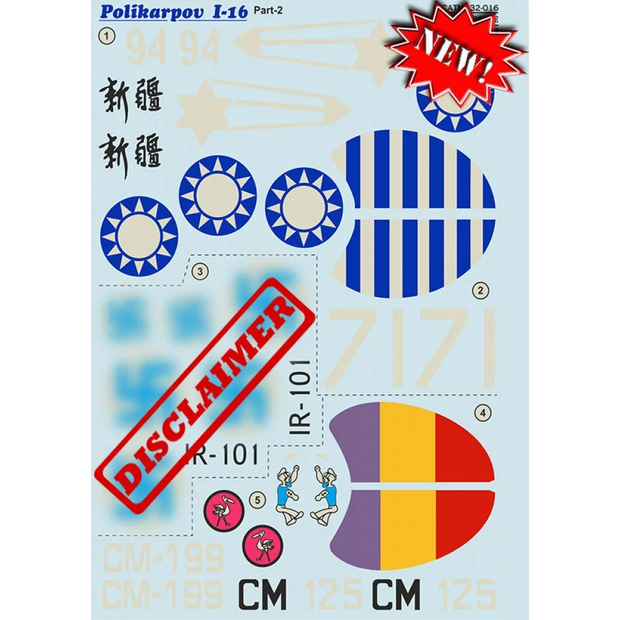 Print Scale 32-016 Decal Polikarpov I-16 Part 2 The complete set 2 leaf Scale 1:32 for Aircraft Plastic model kit