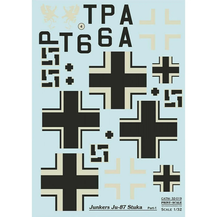Print Scale 32-019 Decal Junkers Ju-87 Part 1. The complete set 2 leaf Scale 1:32 for Aircraft Plastic model kit