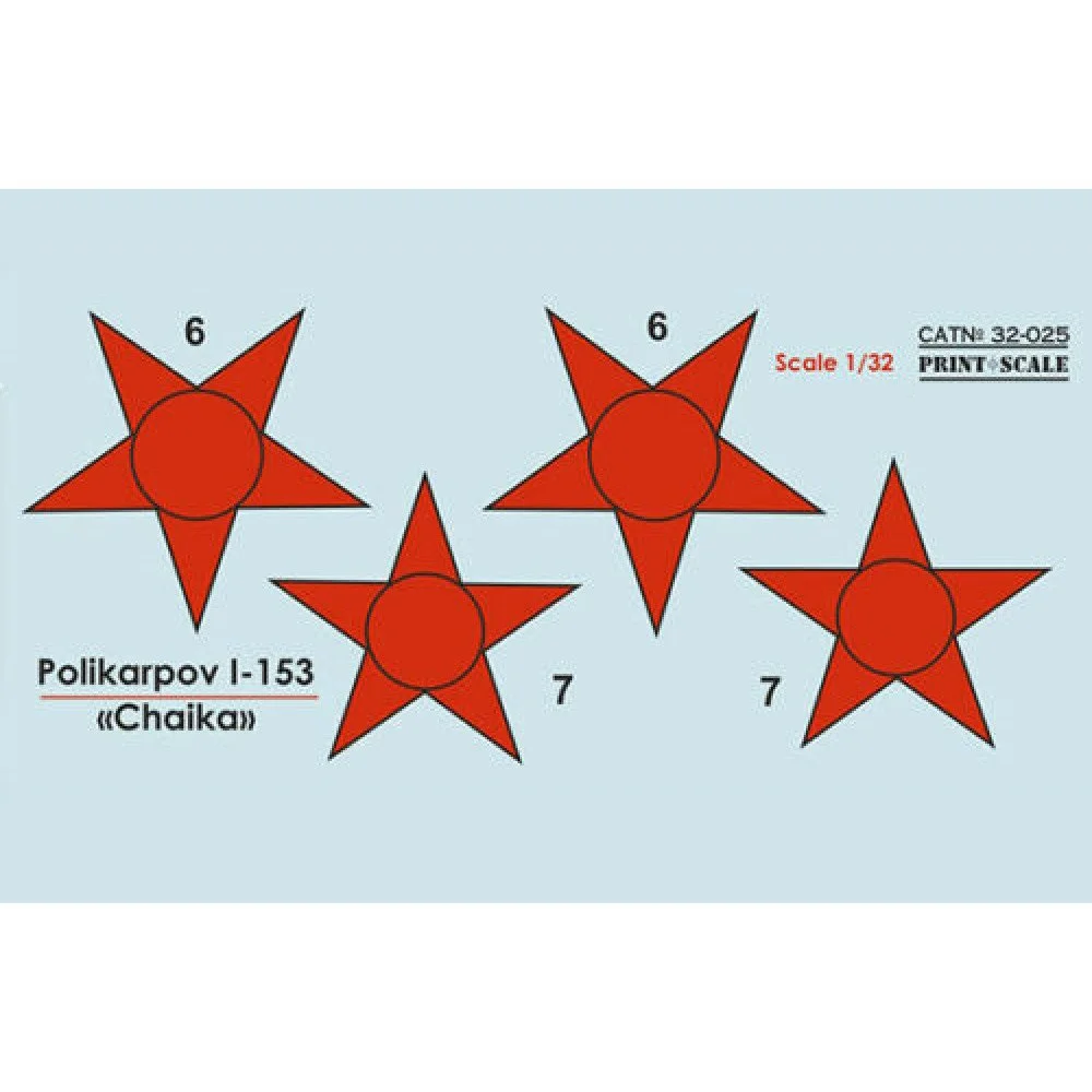 Print Scale 32-025 Decal 1:32 Polikarpov I-153 