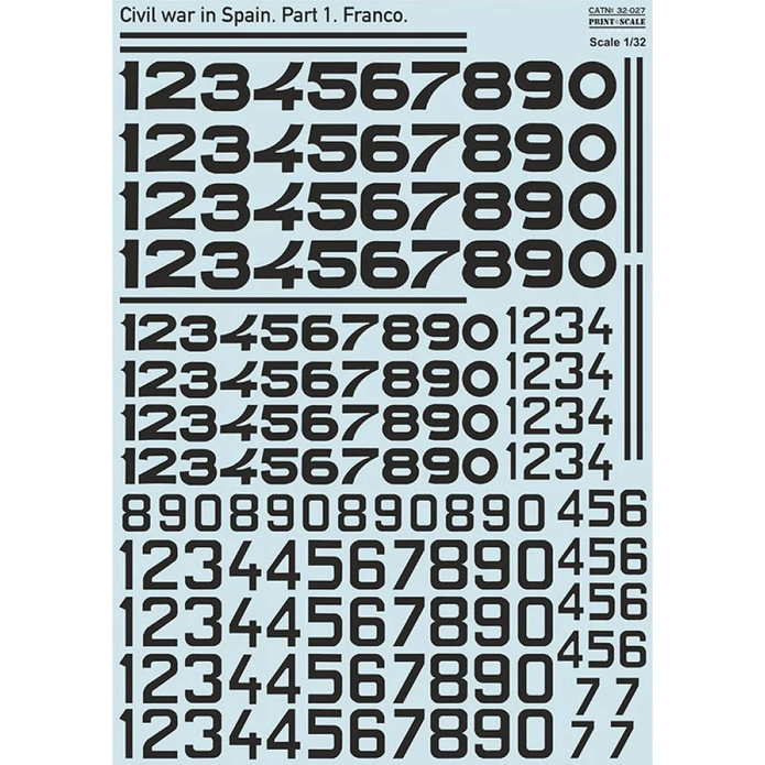 Print Scale 32-027 Decal Civil War in Spain. Franco Scale 1:32 for Aircraft Plastic model kit