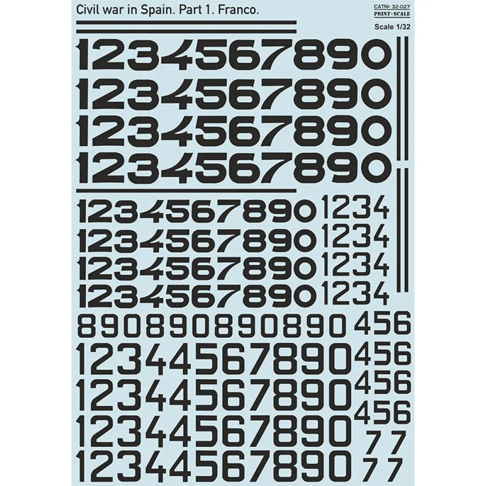 Print Scale 32-027 Decal Civil War in Spain. Franco Scale 1:32 for Aircraft Plastic model kit