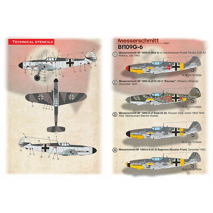 Print Scale 32-030 Decal Messerschmitt Bf-109 G-6 Part 1  Scale 1:32 for Aircraft Plastic model kit