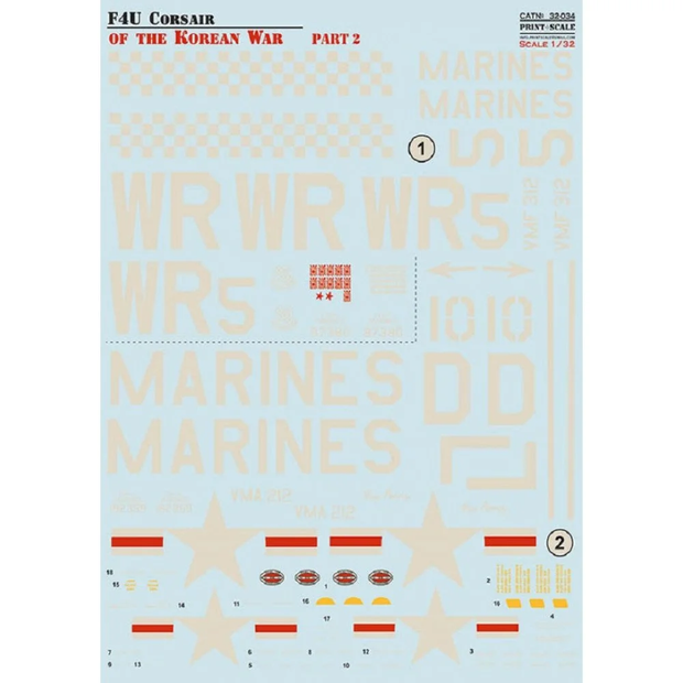 Print Scale 32-034 Decal F4U Corsair in Korean War Scale 1:32 for Aircraft Plastic model kit