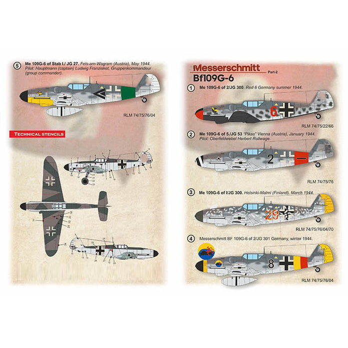 Print Scale 32-035 Decal Messerschmitt Bf-109 G-6 Part 2 Scale 1:32 for Aircraft Plastic model kit
