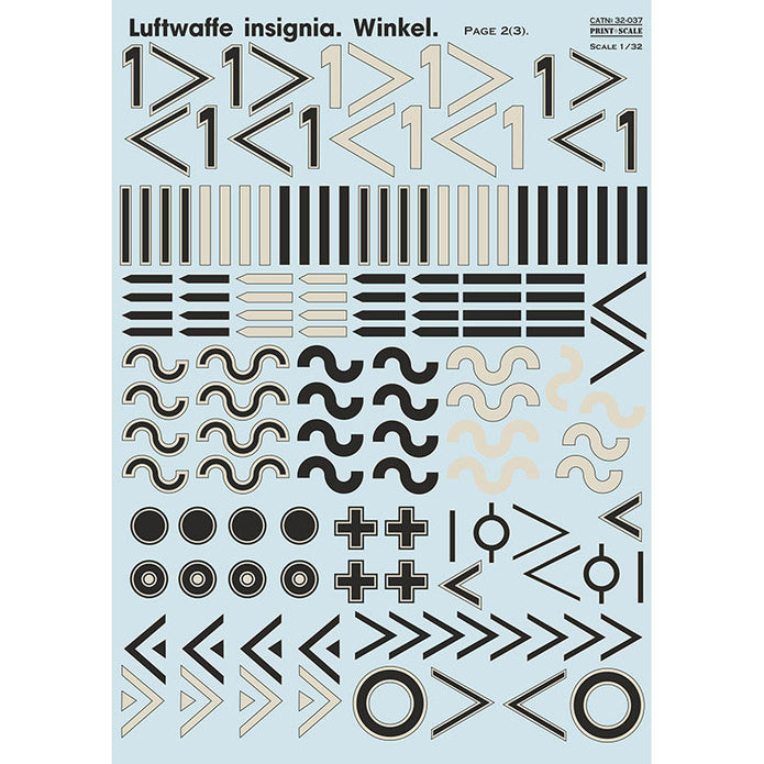 Print Scale 32-037 Decal 1:32 Luftwaffe Insignia. Winkel The complete set 3 leaf