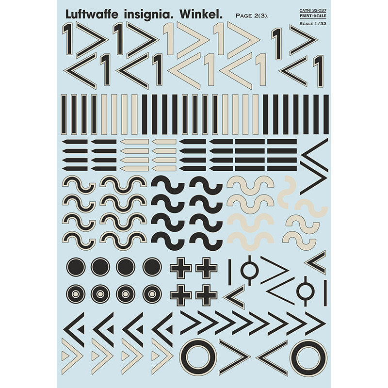 Print Scale 32-037 Decal 1:32 Luftwaffe Insignia. Winkel The complete set 3 leaf
