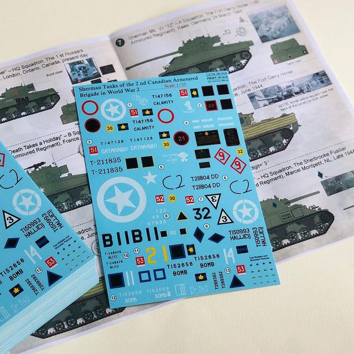 Print Scale 35-004 Decal Sherman Tanks of the 2nd Canadian Armoured Brigade Scale 1:35 for Tank Plastic model kit